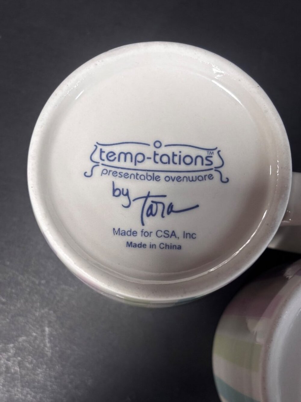 Temp-Tations Presentable By Tara Pastel Striped Ceramic Mugs Set Of 2 - Picture 4 of 6